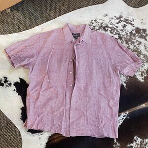 Eddie Bauer Men's Pink Checkered Button-Down Shirt